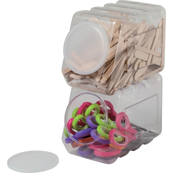 Pacon Interlocking Storage Container W/ Lid, 9-1/2 in L x 5-1/2 in W x 6-4/5 in H, Clear PAC27660 - main